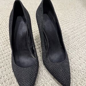 Nine West Black Crystal-Studded Stiletto Heels
